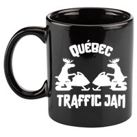 Quebec Moose Snowmobile Traffic Jam For Rider Gift 11oz C Handle Ceramic Mug