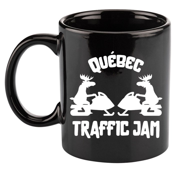 Quebec Moose Snowmobile Traffic Jam For Rider Gift 11oz C Handle Ceramic Mug