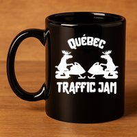 Quebec Moose Snowmobile Traffic Jam For Rider Gift 11oz C Handle Ceramic Mug