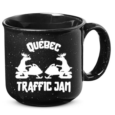 Quebec Moose Snowmobile Traffic Jam For Rider Gift 15oz Campfire Ceramic Mug