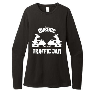 Quebec Moose Snowmobile Traffic Jam For Rider Gift Womens CVC Long Sleeve Shirt