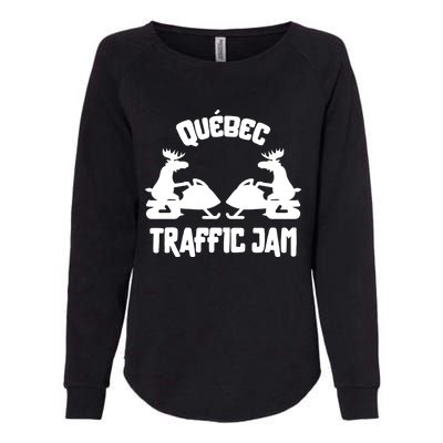 Quebec Moose Snowmobile Traffic Jam For Rider Gift Womens California Wash Sweatshirt