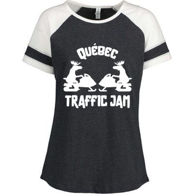 Quebec Moose Snowmobile Traffic Jam For Rider Gift Enza Ladies Jersey Colorblock Tee