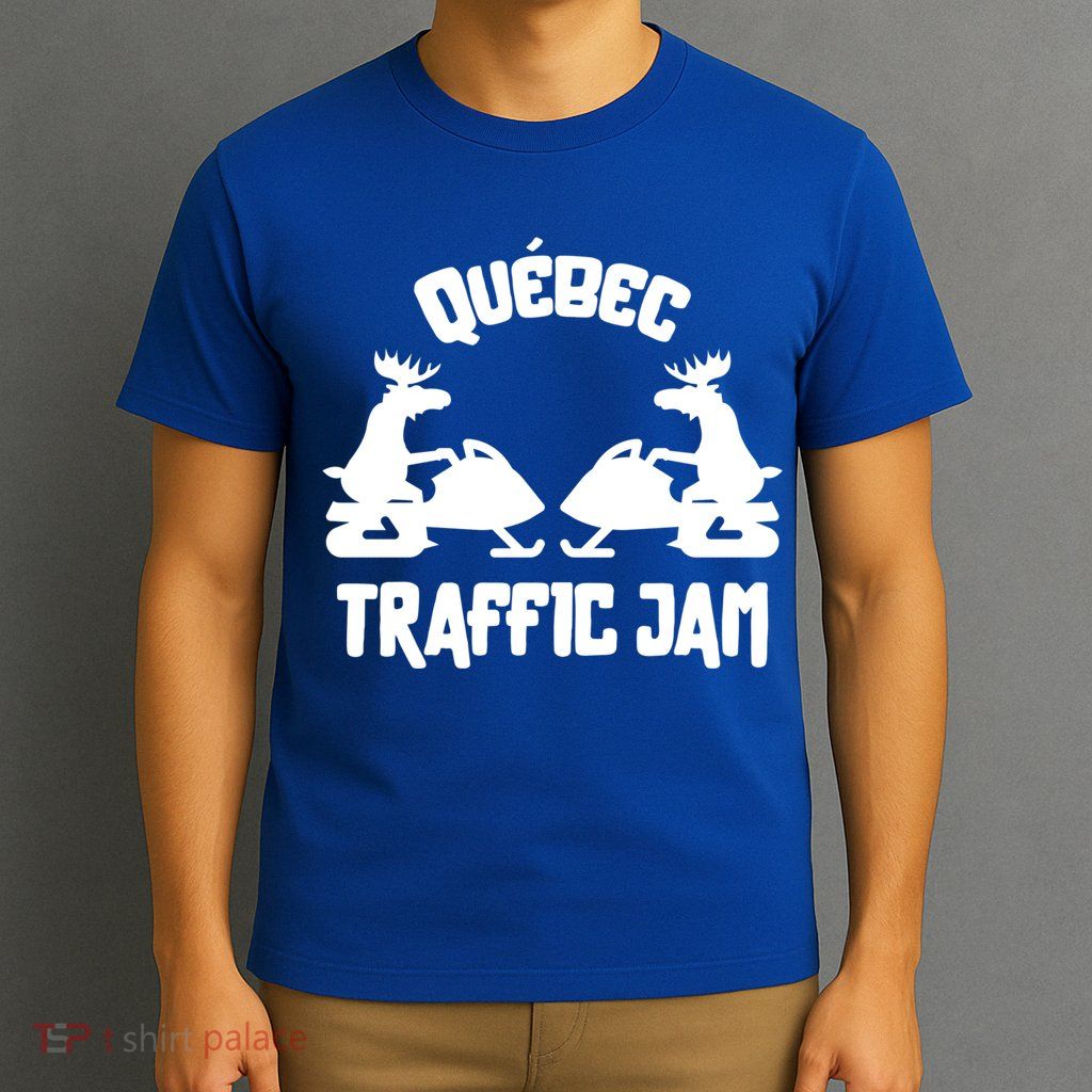 Quebec Moose Snowmobile Traffic Jam For Rider Gift T-Shirt