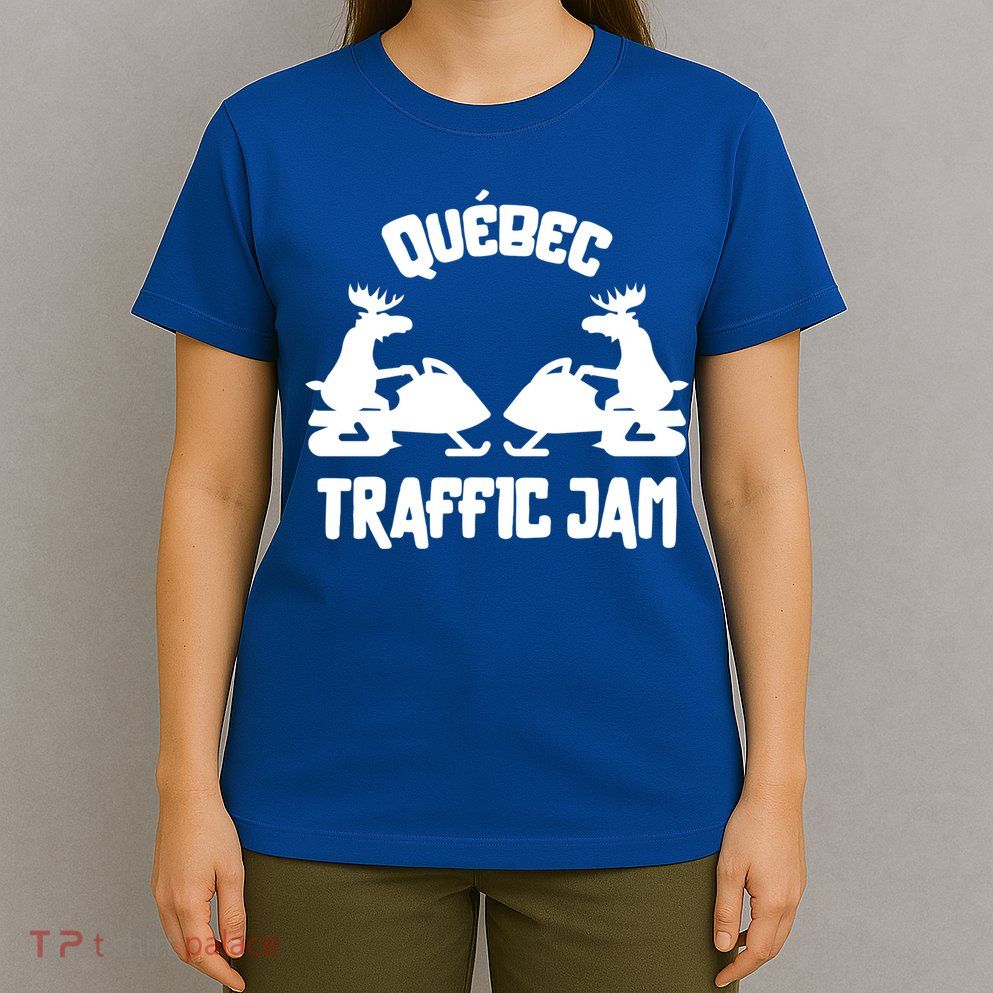 Quebec Moose Snowmobile Traffic Jam For Rider Gift T-Shirt