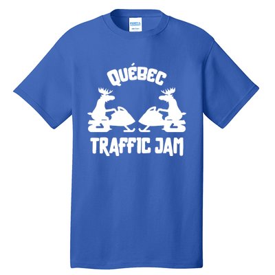 Quebec Moose Snowmobile Traffic Jam For Rider Gift Tall T-Shirt