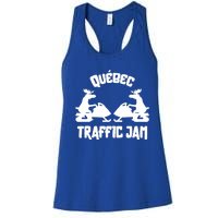 Quebec Moose Snowmobile Traffic Jam For Rider Gift Women's Racerback Tank