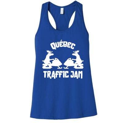 Quebec Moose Snowmobile Traffic Jam For Rider Gift Women's Racerback Tank