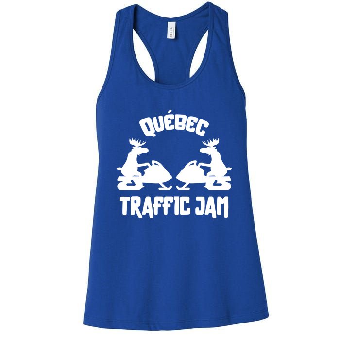 Quebec Moose Snowmobile Traffic Jam For Rider Gift Women's Racerback Tank