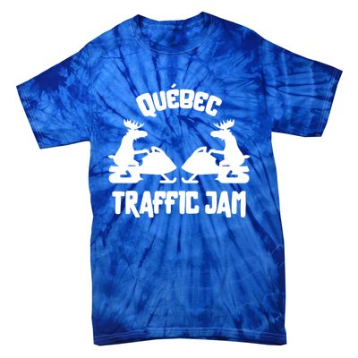 Quebec Moose Snowmobile Traffic Jam For Rider Gift Tie-Dye T-Shirt