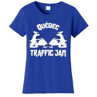 Quebec Moose Snowmobile Traffic Jam For Rider Gift Women's T-Shirt