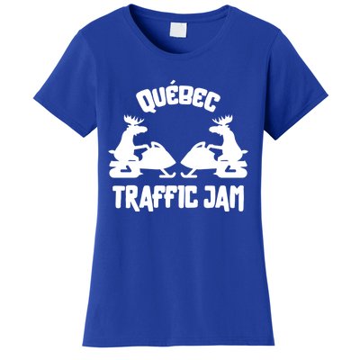 Quebec Moose Snowmobile Traffic Jam For Rider Gift Women's T-Shirt