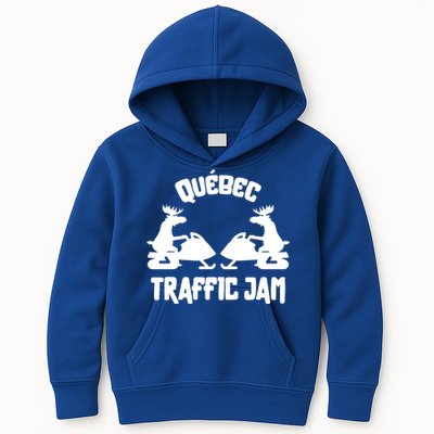 Quebec Moose Snowmobile Traffic Jam For Rider Gift Kids Hoodie