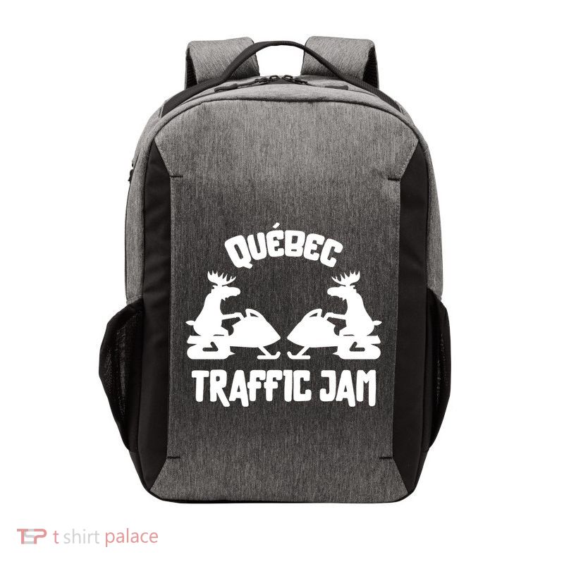 Quebec Moose Snowmobile Traffic Jam For Rider Gift Vector Backpack