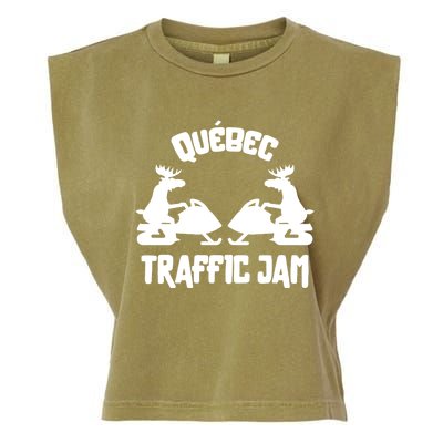 Quebec Moose Snowmobile Traffic Jam For Rider Gift Garment-Dyed Women's Muscle Tee