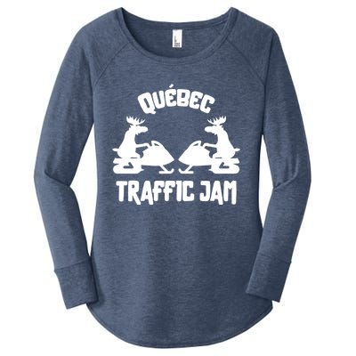 Quebec Moose Snowmobile Traffic Jam For Rider Gift Women's Perfect Tri Tunic Long Sleeve Shirt