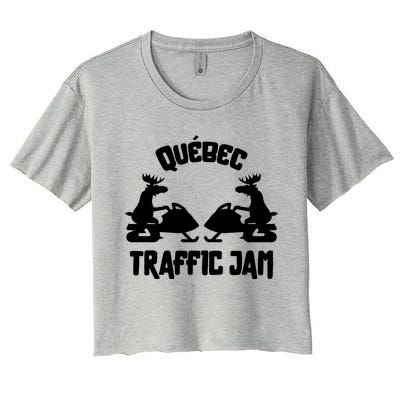 Quebec Moose Snowmobile Traffic Jam For Rider Gift Women's Crop Top Tee