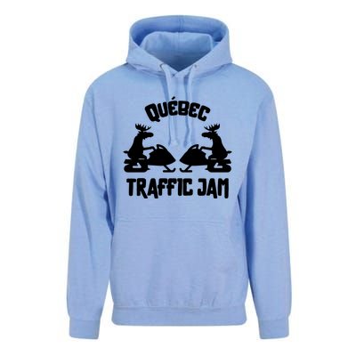 Quebec Moose Snowmobile Traffic Jam For Rider Gift Unisex Surf Hoodie