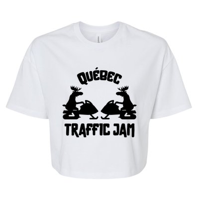 Quebec Moose Snowmobile Traffic Jam For Rider Gift Bella+Canvas Jersey Crop Tee