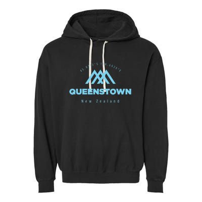 Queenstown Mountain Vacation Skiing New Zealand Garment-Dyed Fleece Hoodie