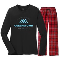 Queenstown Mountain Vacation Skiing New Zealand Women's Long Sleeve Flannel Pajama Set 