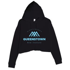 Queenstown Mountain Vacation Skiing New Zealand Crop Fleece Hoodie