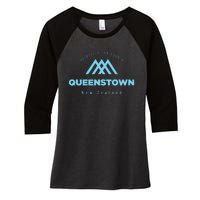 Queenstown Mountain Vacation Skiing New Zealand Women's Tri-Blend 3/4-Sleeve Raglan Shirt