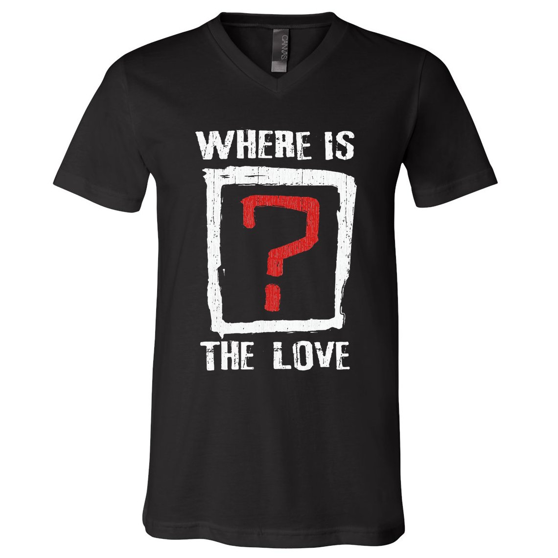 Question Mark Where Is The Love V-Neck T-Shirt