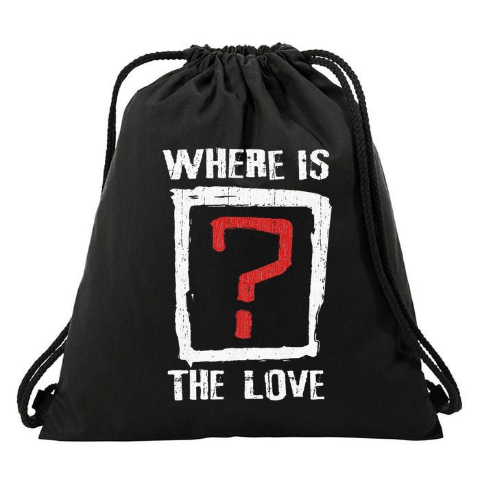 Question Mark Where Is The Love Drawstring Bag