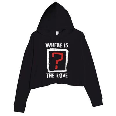 Question Mark Where Is The Love Crop Fleece Hoodie