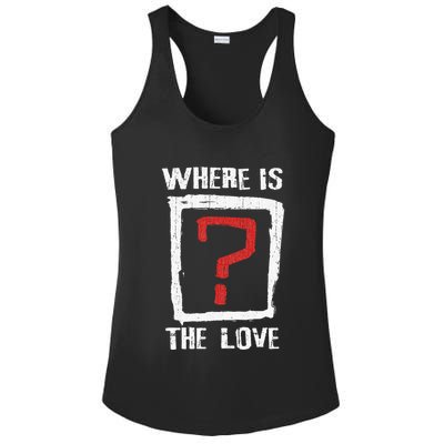 Question Mark Where Is The Love Ladies PosiCharge Competitor Racerback Tank