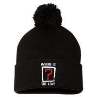 Question Mark Where Is The Love Pom Pom 12in Knit Beanie