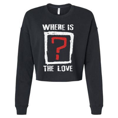 Question Mark Where Is The Love Cropped Pullover Crew