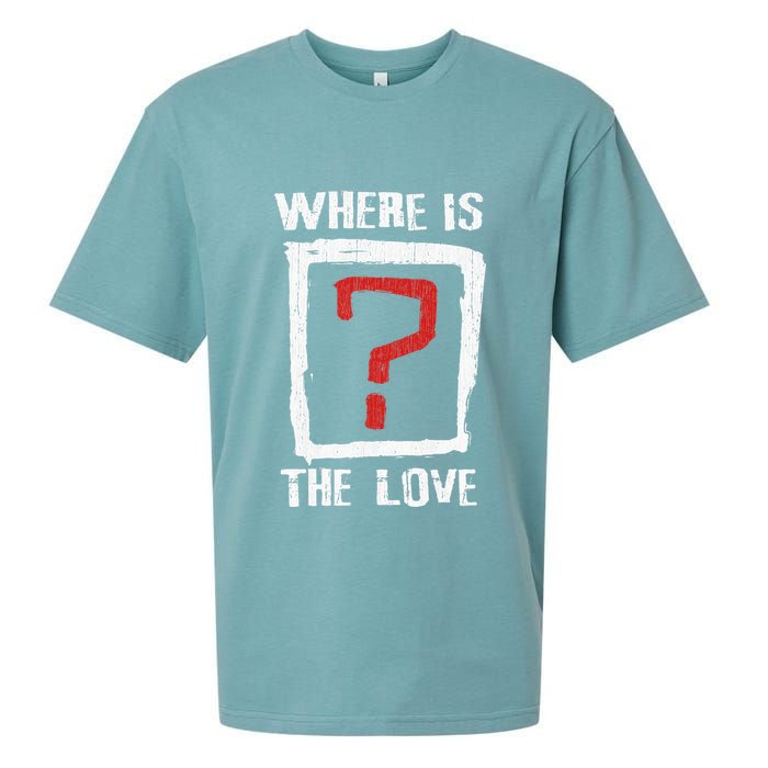 Question Mark Where Is The Love Sueded Cloud Jersey T-Shirt