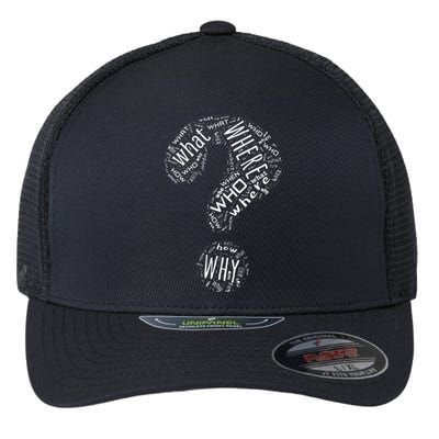 Question Mark Who What Where When Why How Flexfit Unipanel Trucker Cap