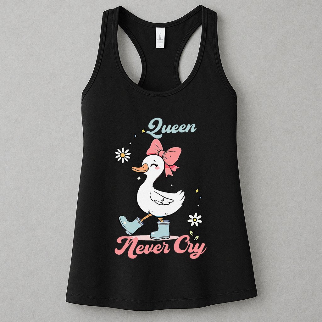 Queen Never Cry Funny Meme Goose Silly Sarcastic Women Womens Tank Top