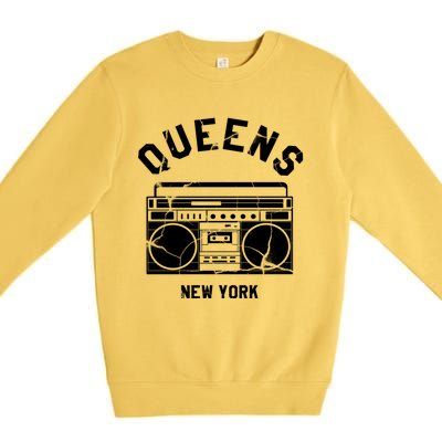 Queens Ny Gifts New York Nyc Boombox Premium Crewneck Sweatshirt