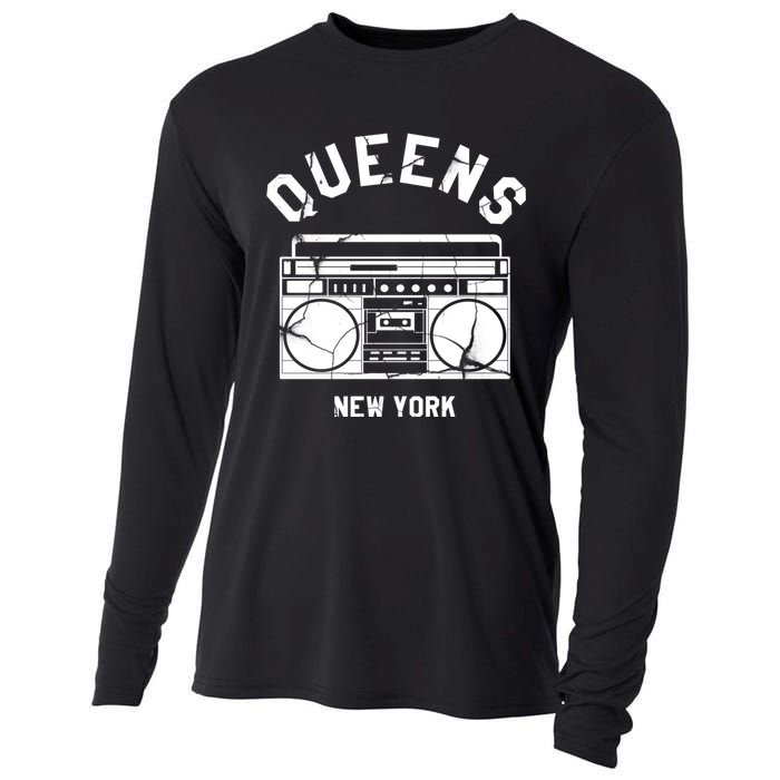 Queens Ny Gifts New York Nyc Boombox Cooling Performance Long Sleeve Crew