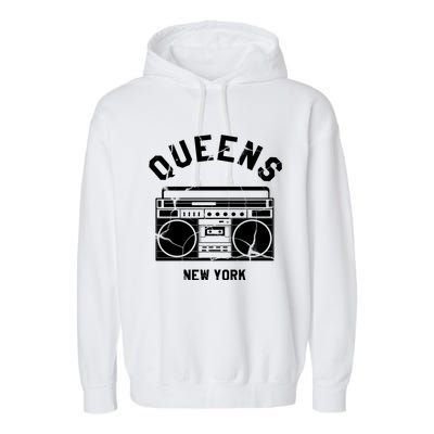 Queens Ny Gifts New York Nyc Boombox Garment-Dyed Fleece Hoodie