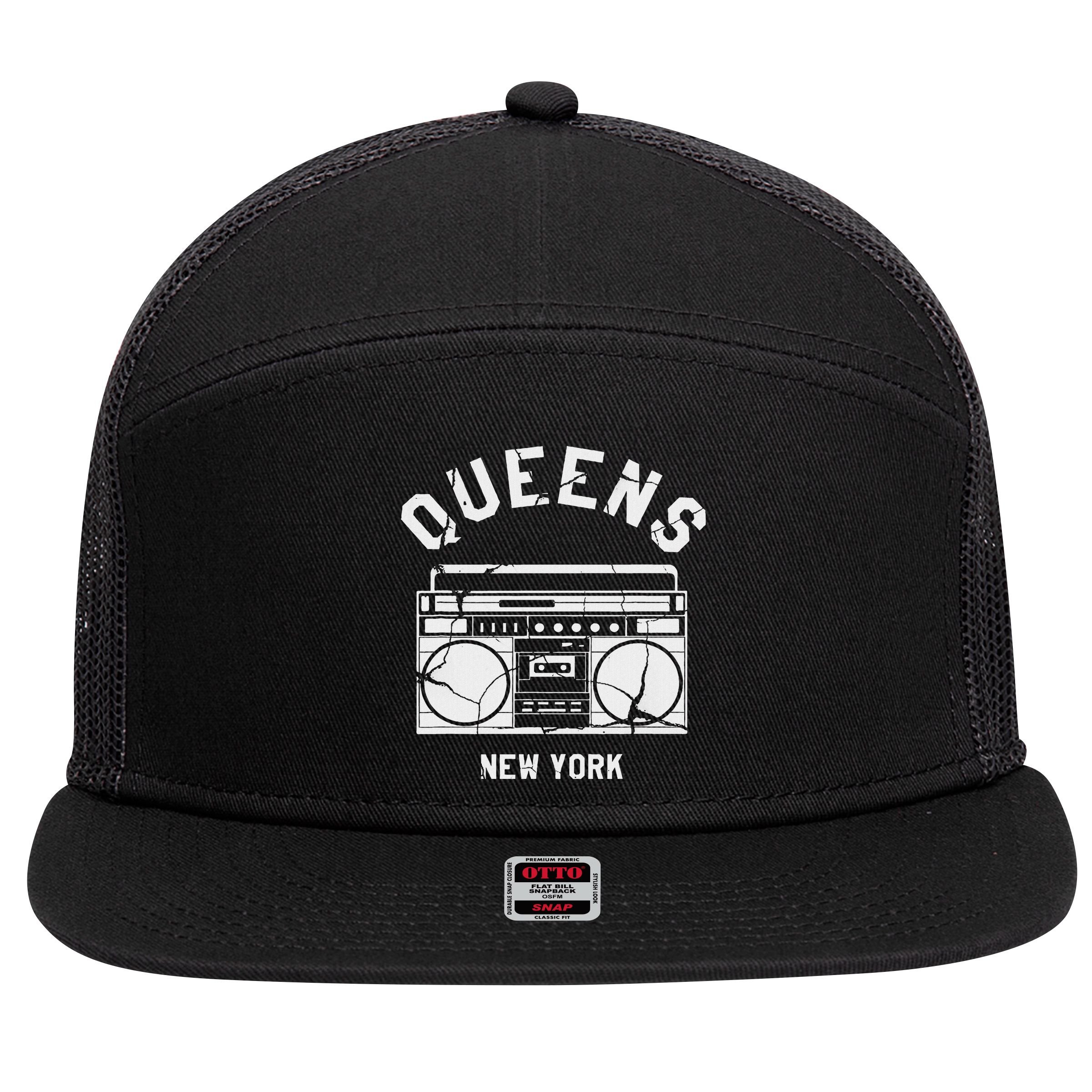 Queens Ny Gifts New York Nyc Boombox 7 Panel Mesh Trucker Snapback Hat