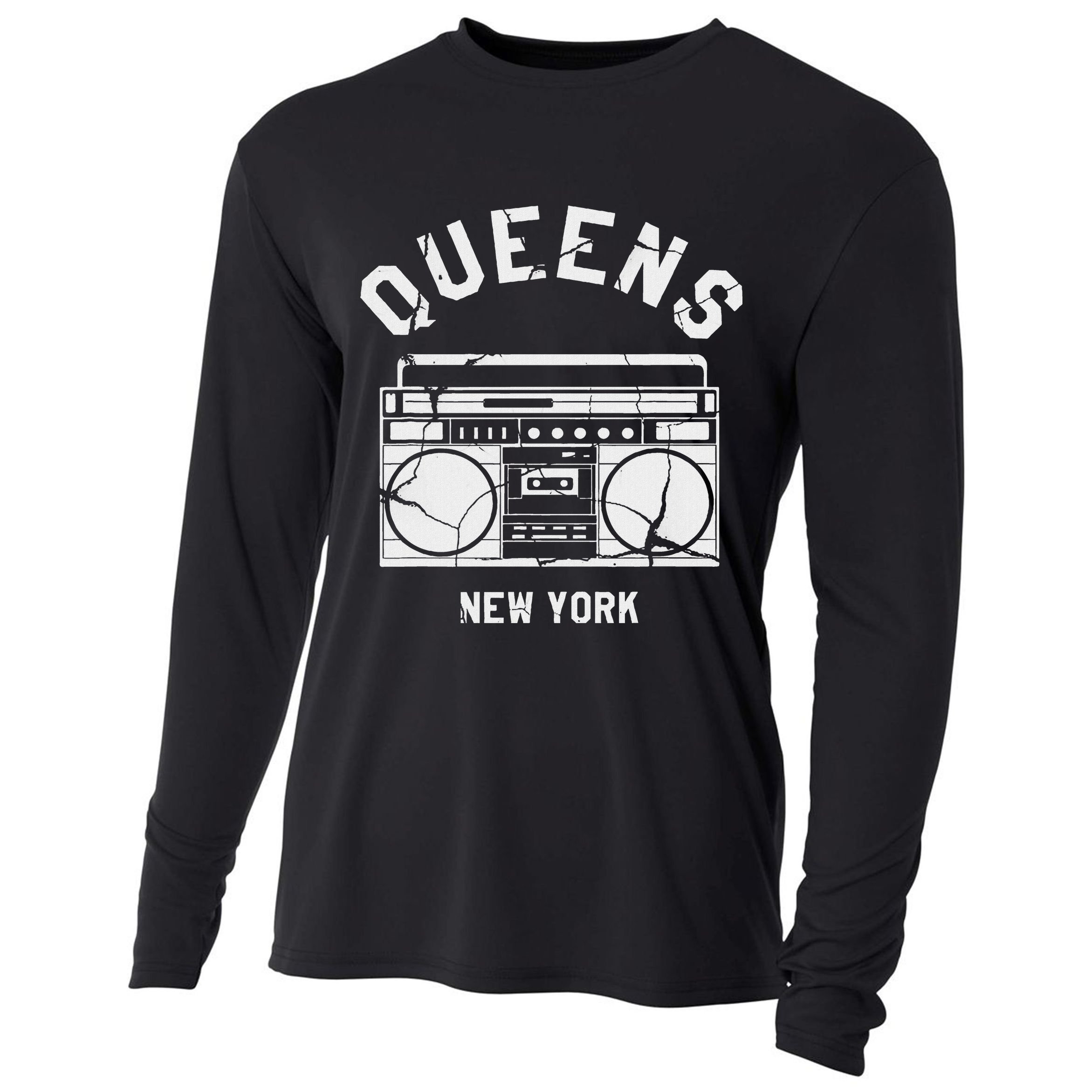 Queens Ny Gifts New York Nyc Boombox Cooling Performance Long Sleeve Crew
