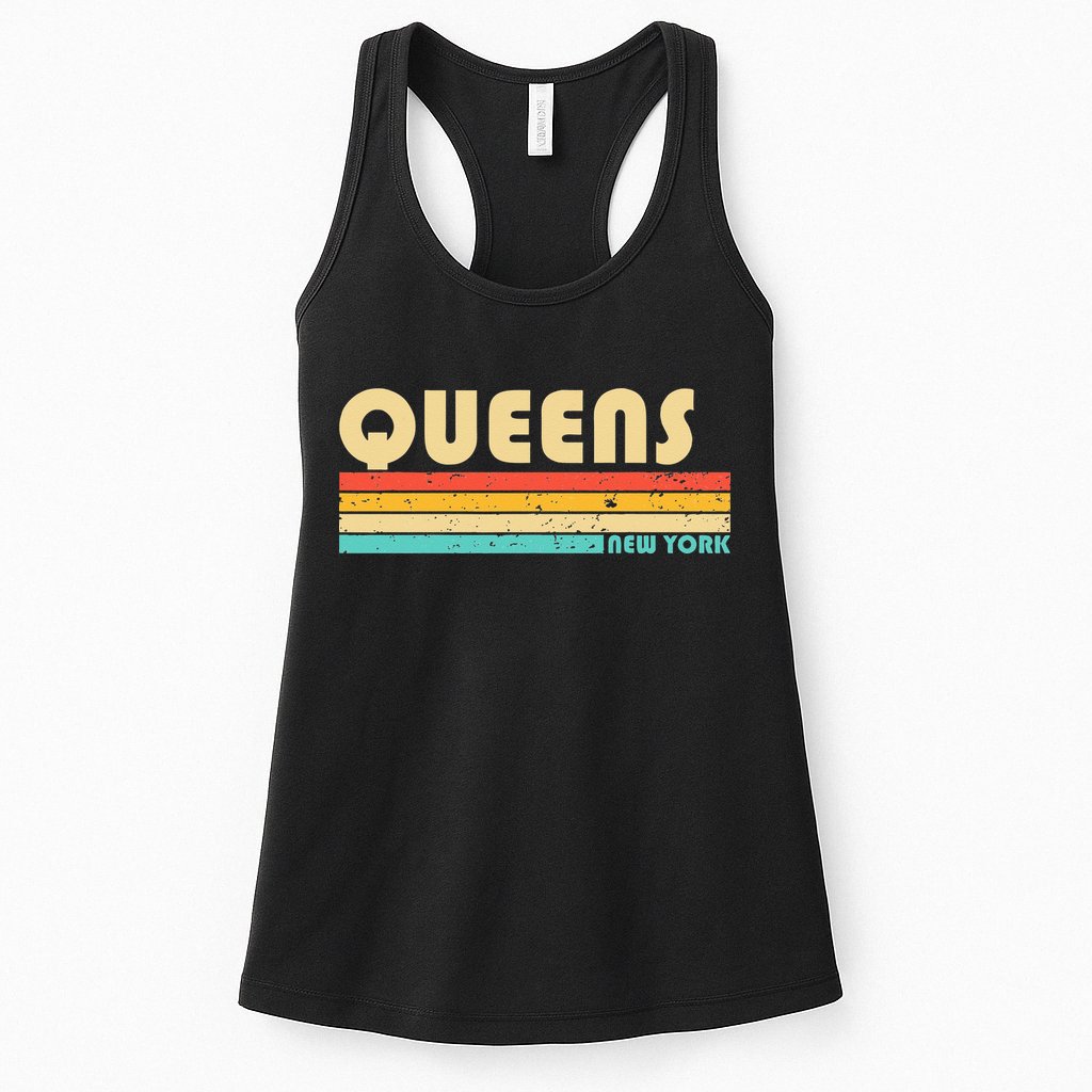 QUEENS NY NEW YORK Funny City Home Roots Retro 70s 80s Womens Tank Top