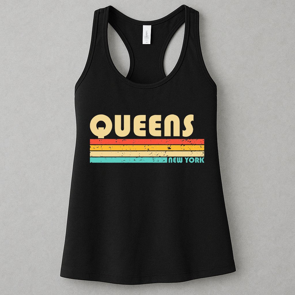 QUEENS NY NEW YORK Funny City Home Roots Retro 70s 80s Womens Tank Top