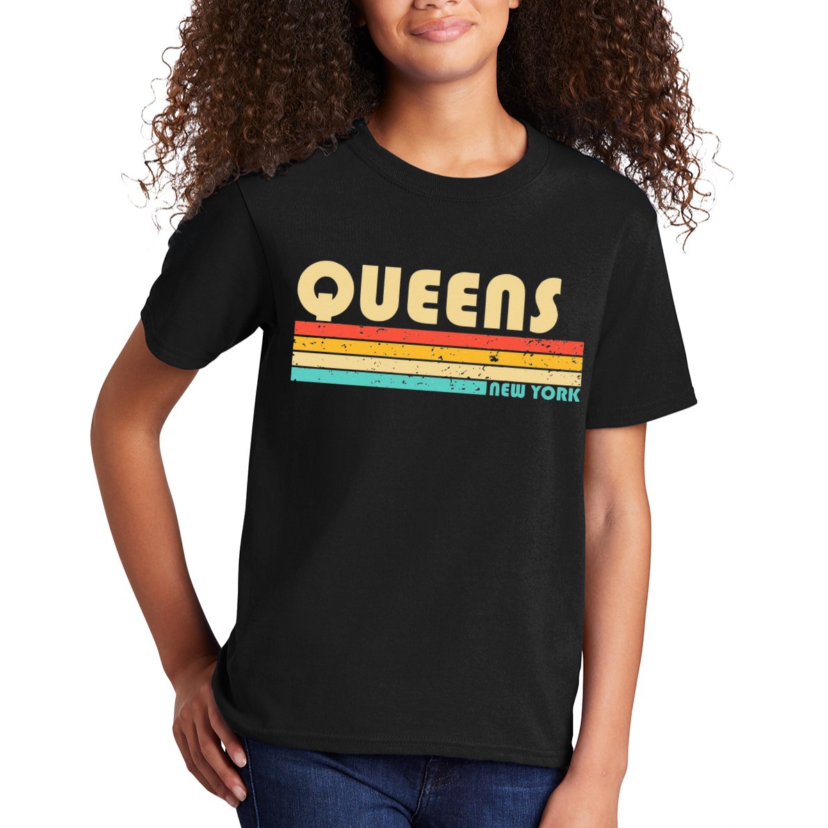 QUEENS NY NEW YORK Funny City Home Roots Retro 70s 80s Kids T-Shirt