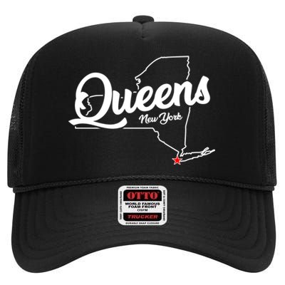 Queens Ny New York Nyc Gifts Souvenirs High Crown Mesh Back Trucker Hat