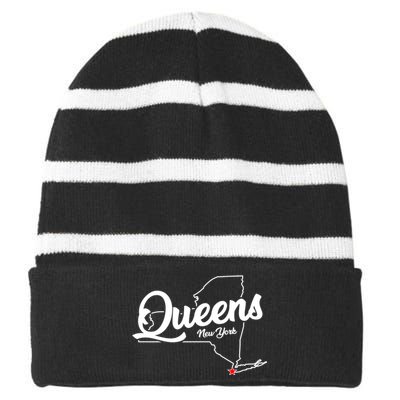 Queens Ny New York Nyc Gifts Souvenirs Striped Beanie with Solid Band