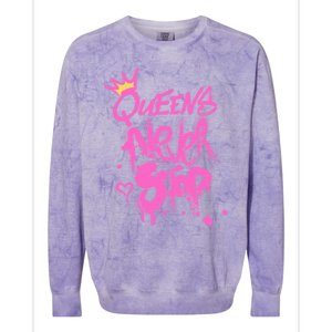 Queens Never Stop W.O.M.E.N.S Powerful G.I.R.L.S Graffiti Graphic Colorblast Crewneck Sweatshirt