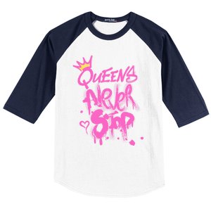 Queens Never Stop W.O.M.E.N.S Powerful G.I.R.L.S Graffiti Graphic Baseball Sleeve Shirt