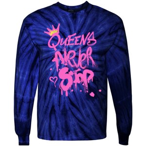 Queens Never Stop W.O.M.E.N.S Powerful G.I.R.L.S Graffiti Graphic Tie-Dye Long Sleeve Shirt