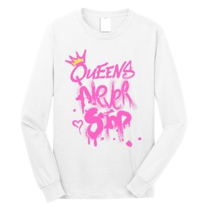 Queens Never Stop W.O.M.E.N.S Powerful G.I.R.L.S Graffiti Graphic Long Sleeve Shirt